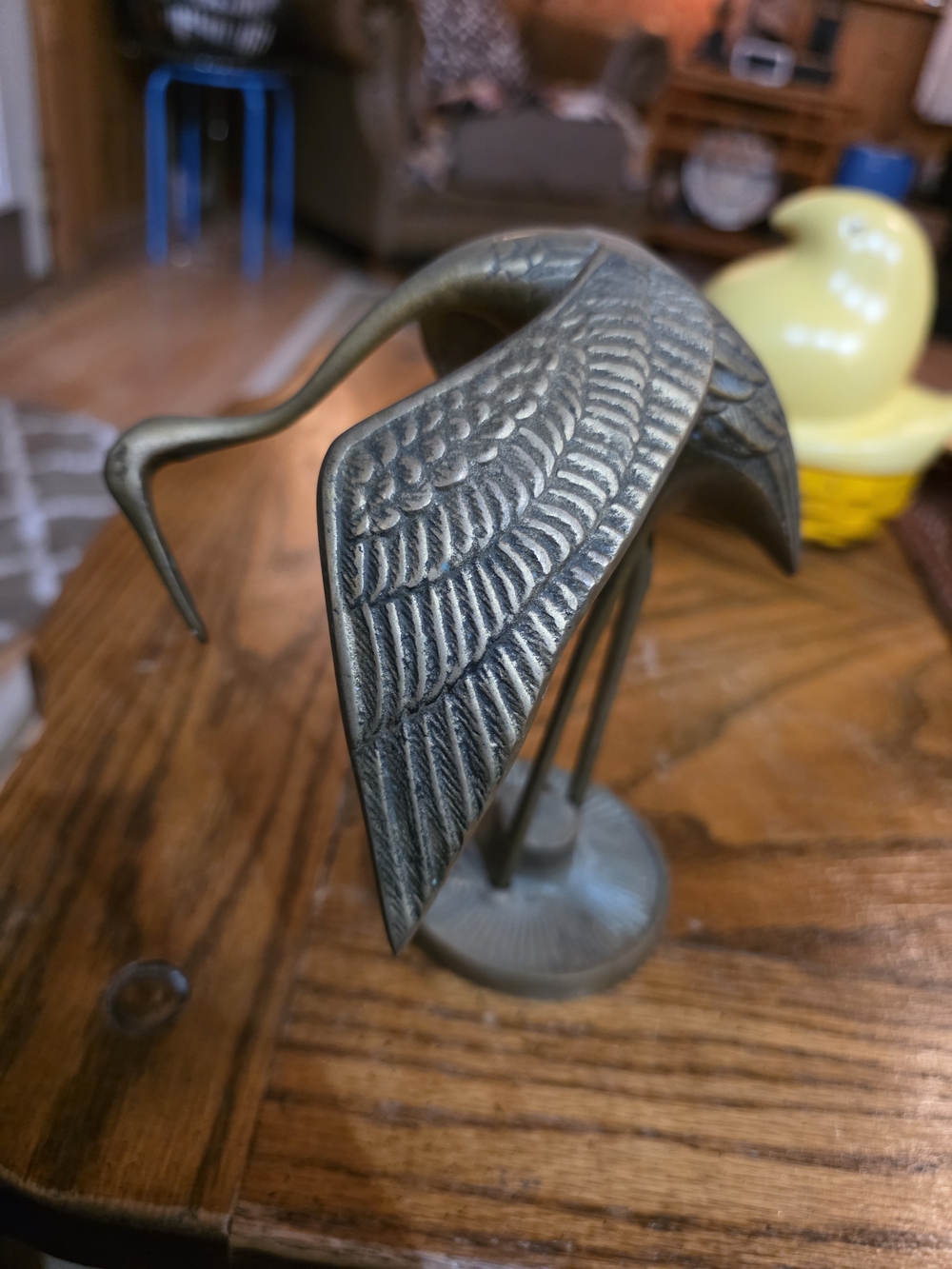 Vintage Brass-Tone Flying Crane Heron Bird Sculpture Home Decor